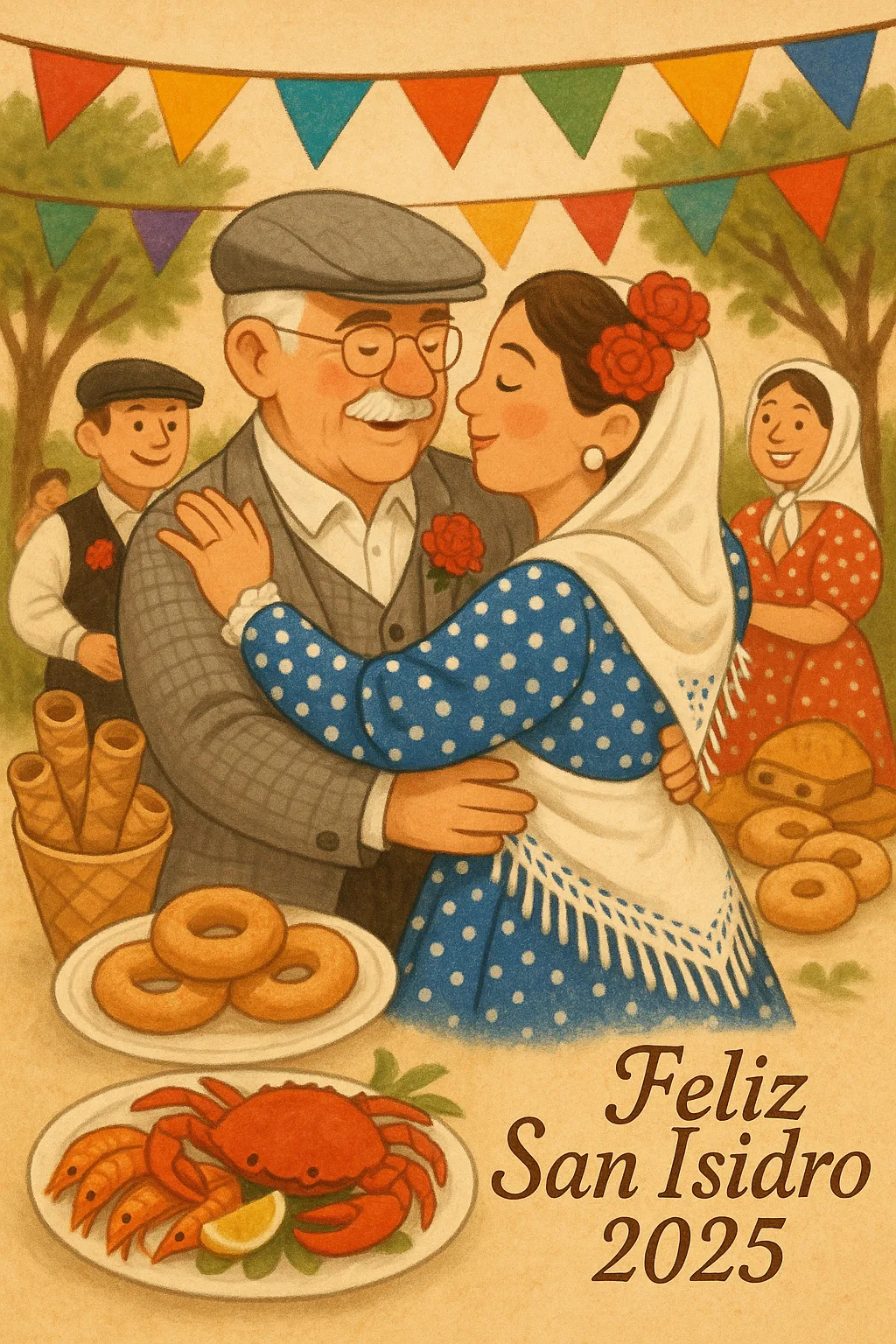 Cartel de San Isidro 2025 con una pareja bailando