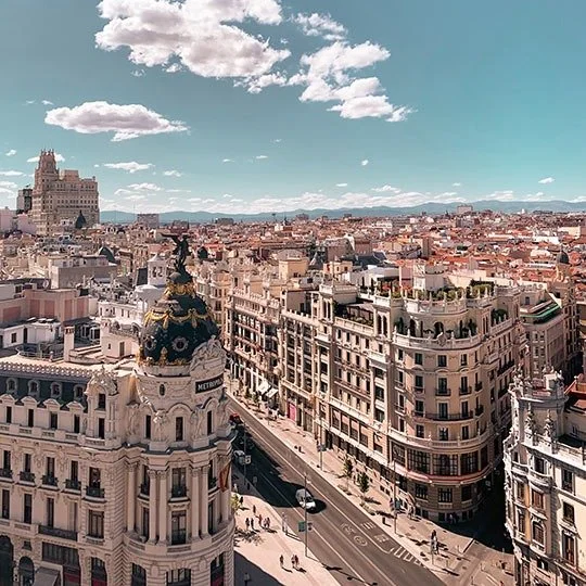 Vista aérea de la Gran Vía de Madrid